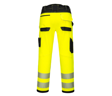 Portwest PW303 Hi-Vis lengvo svorio tamprios darbo kelnės (geltona/juoda) 1